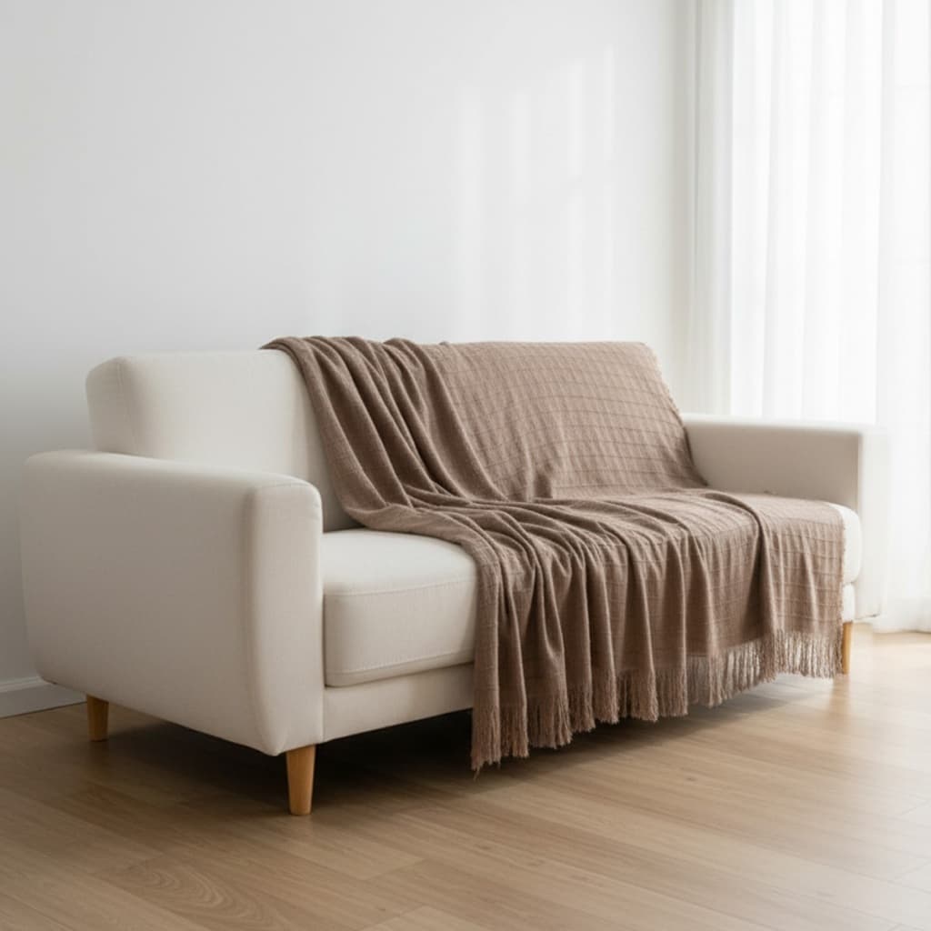 Manta Xale para Sofá Doha 100% Algodão com Franjas – 1,40m x 1,70m e 1,70m x 2,40m