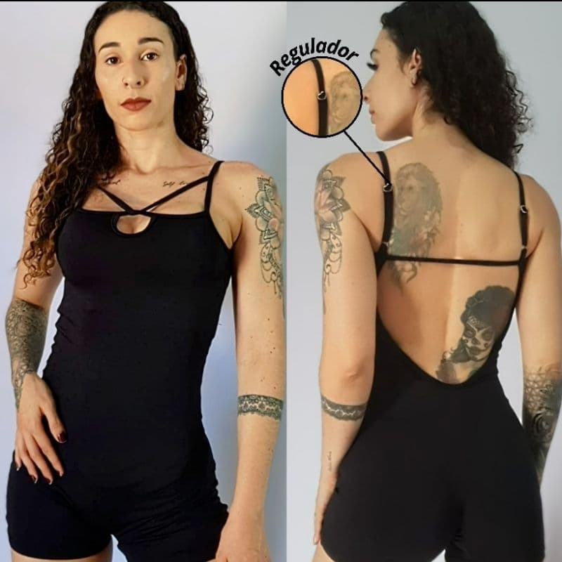 Macaquinho Fitness Costas Aberta, Suplex Premium – Alça Regulável + Forro | Moda 2026 |Conforto e Zero Transparência!