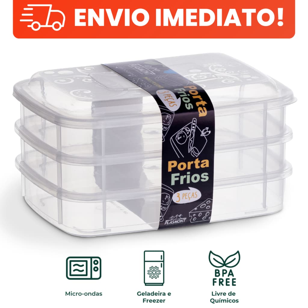 Kit 3 Potes Herméticos 1L Transparentes com Vedação BPA Free Organizador Geladeira