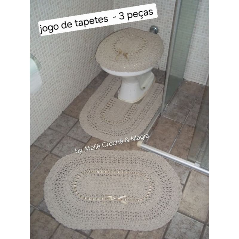 Jogo de Tapetes em Crochê Para decoração de Banheiro 3 ou 4 peças