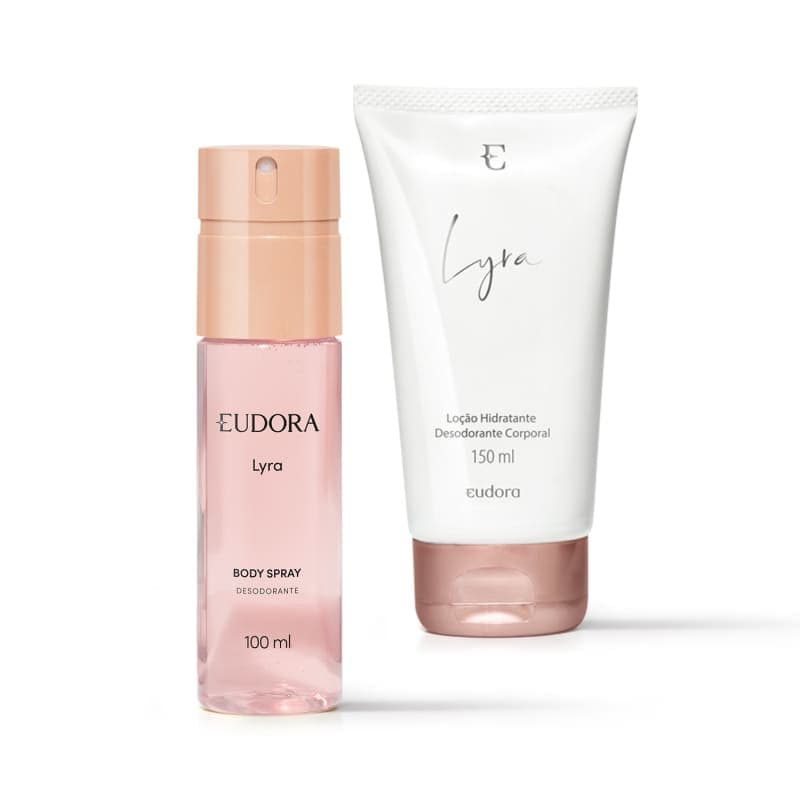 Kit Presente Natal Lyra loção Hidratante Corporal 150ml + Desodorante Body Spray 100ml + Sacola Eudora