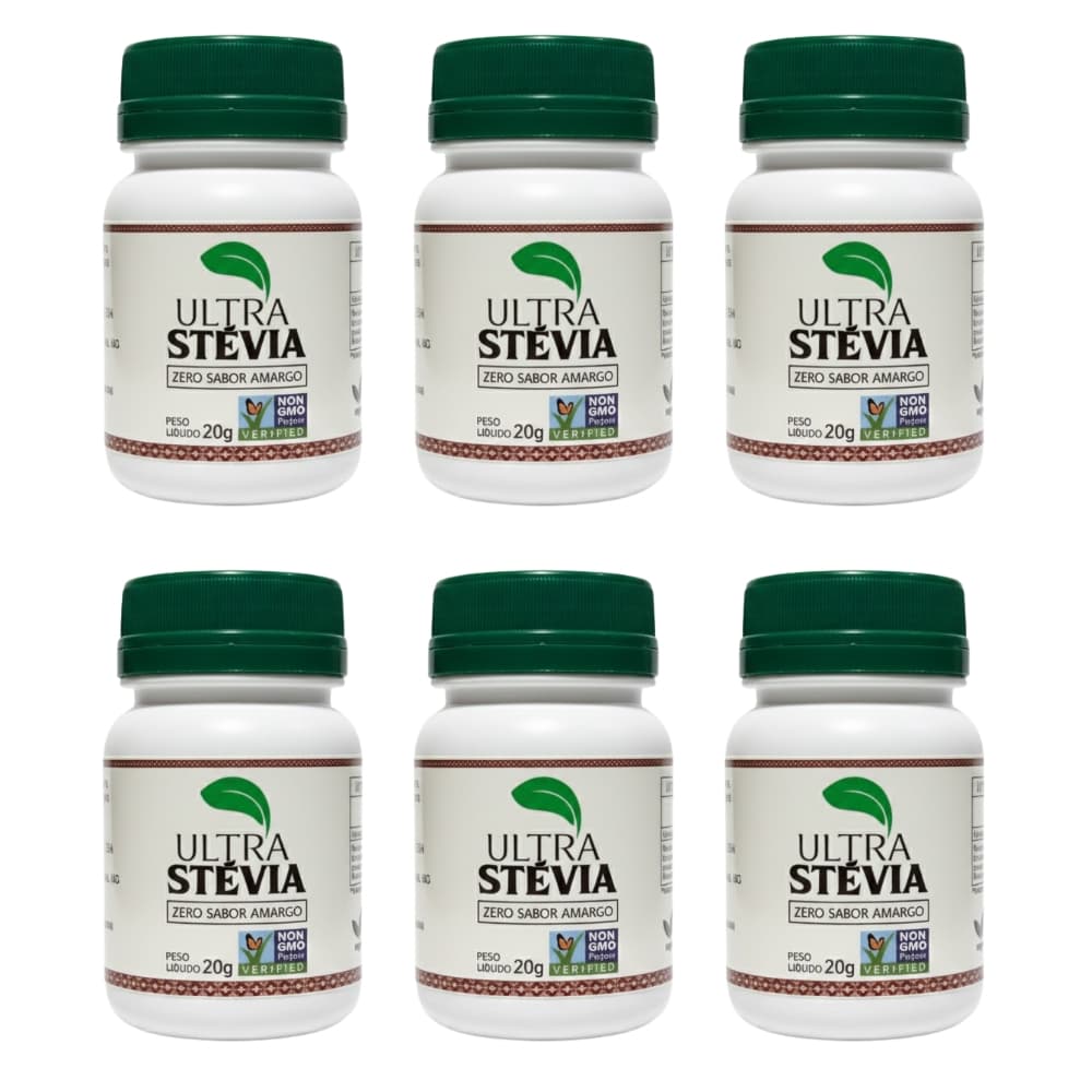 KIT 6X ADOÇANTE ULTRA STEVIA - SEM SABOR RESIDUAL 20G