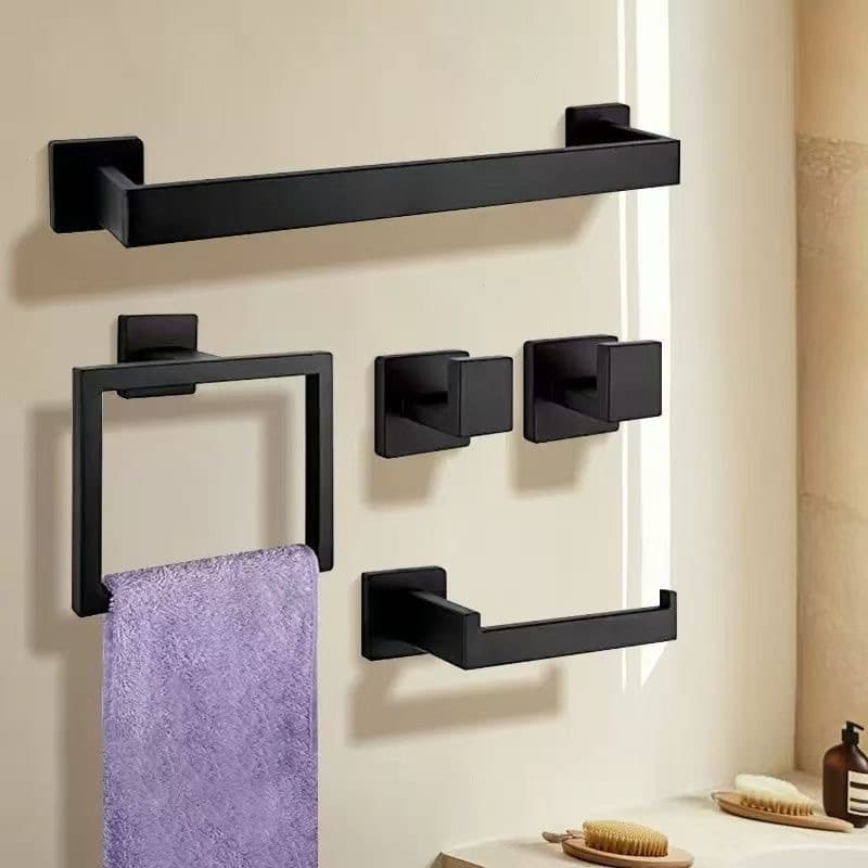 Kit 5 Acessórios Para Banheiro Inox Toalheiro Cabide Porta Toalha Completo Resistente 40cm ou 60cm