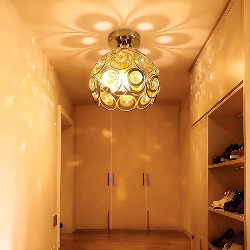 Cristal Brilhante Lâmpada de Teto Moderna Simples Ajuste de Cor via Interruptor E27 110V-220V para Corredor/Sala/Varanda