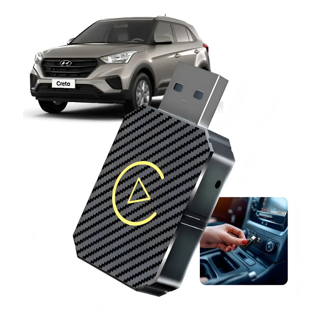 2 em 1 Adaptador Sem Fio CarPlay & Android Auto - 5GHz WiFi, Tipo-C/USB, Plug & Play, Automático