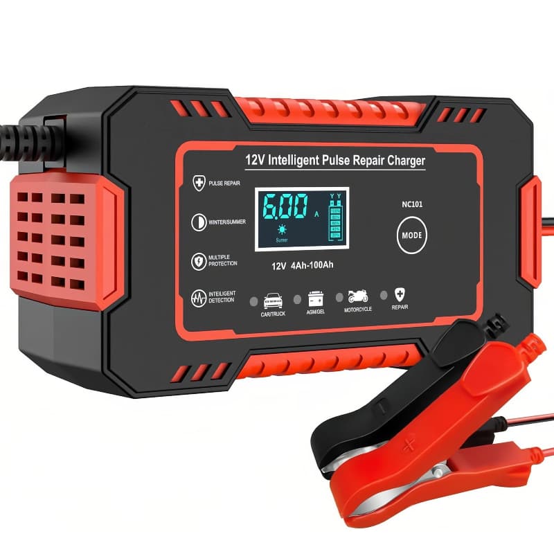 Carregador de bateria automotivo inteligente 12V com Display Digital Automático Energia Reparação Puls
