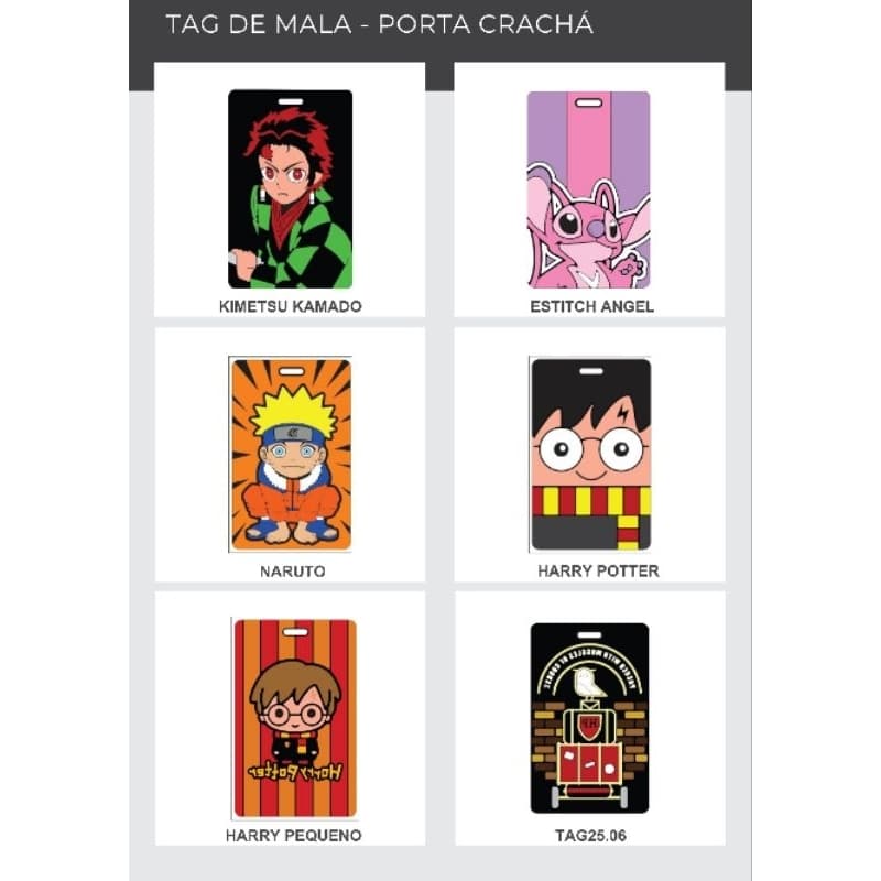 kits 12 Peças Crachá c/ Cordão Emborrachados Personagens Conjunto C/ Puxador Retrátil Porta Cartão
