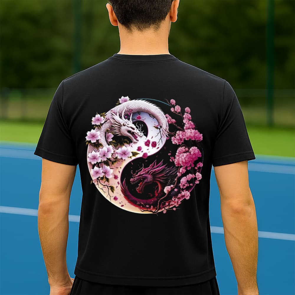 Camiseta Dry Fit Masculina Estampada Ying Yang Dragão P ao GG Leve Respirável Academia Treino