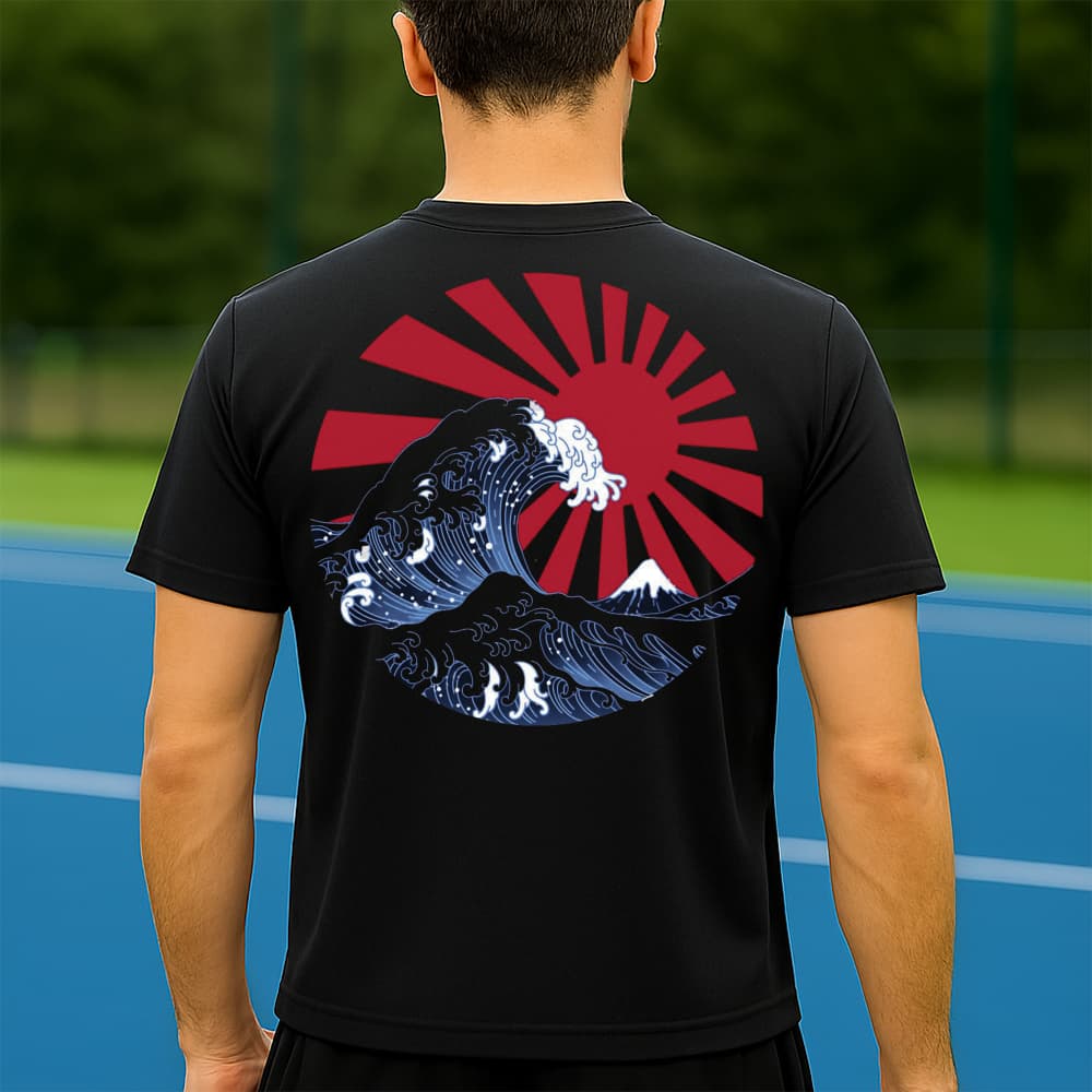 Camiseta Dry Fit Masculina Estampada Ondas Japonesas P ao GG Leve Respirável Academia Treino