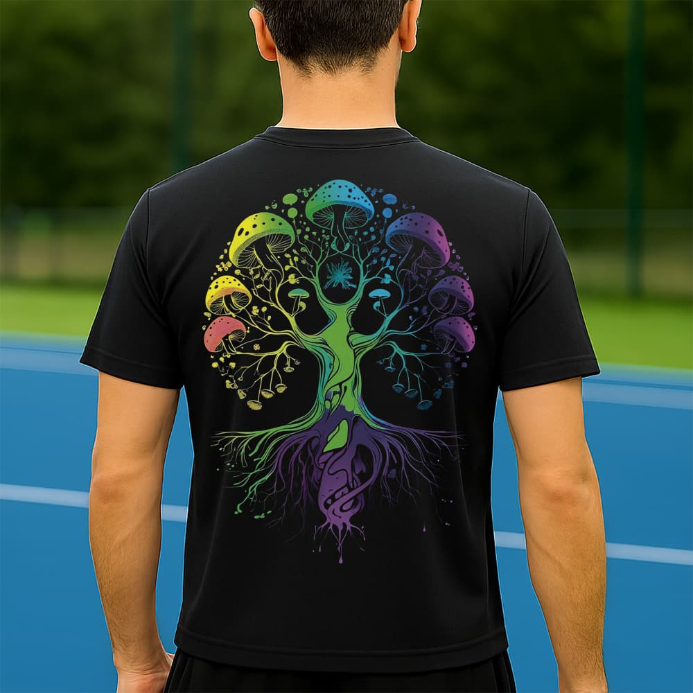 Camiseta Dry Fit Masculina Estampada Cogumelo Colorido P ao GG Leve Respirável Academia Treino