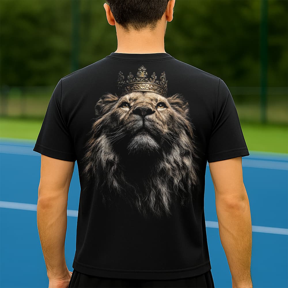 Camiseta Dry Fit Masculina Estampada Leão Coroado P ao GG Leve Respirável Academia Treino
