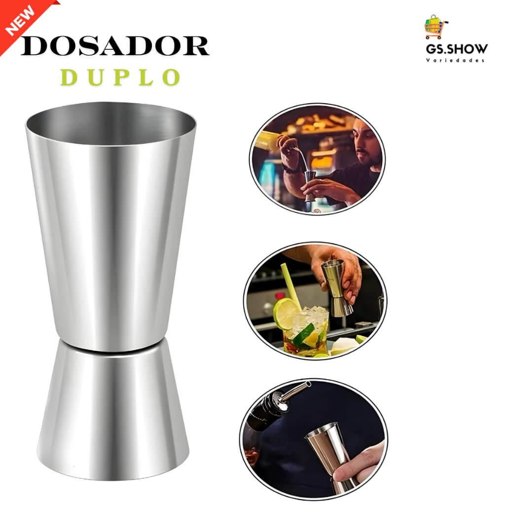 Dosador Duplo Para Drinks Barmen Bebidas Caipirinha Aco Inox