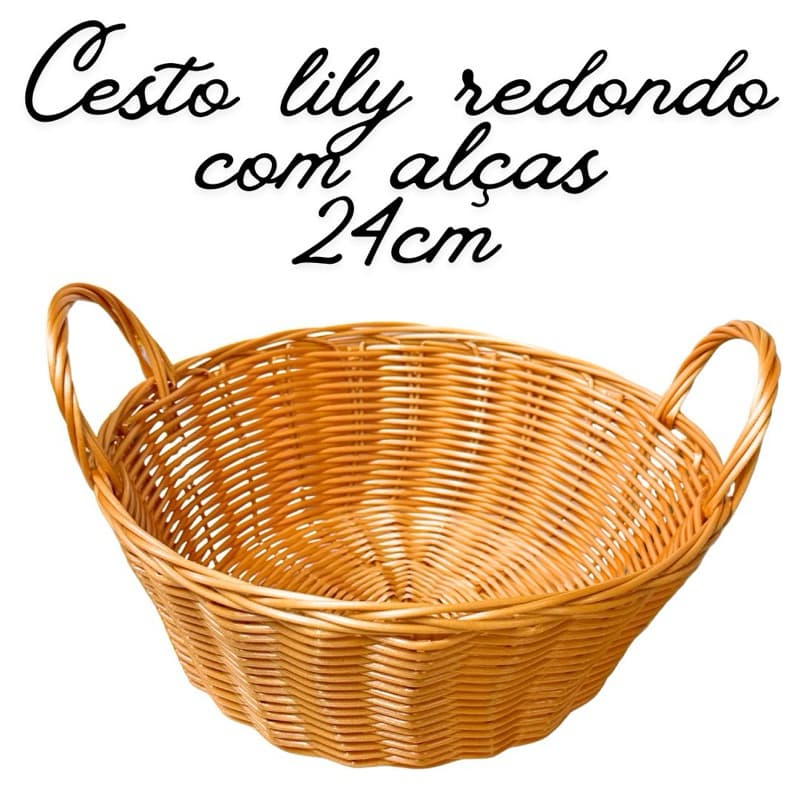 Cesto Redondo Lily 24 cm com Alças – Santa ceia-Multiuso e Decorativo