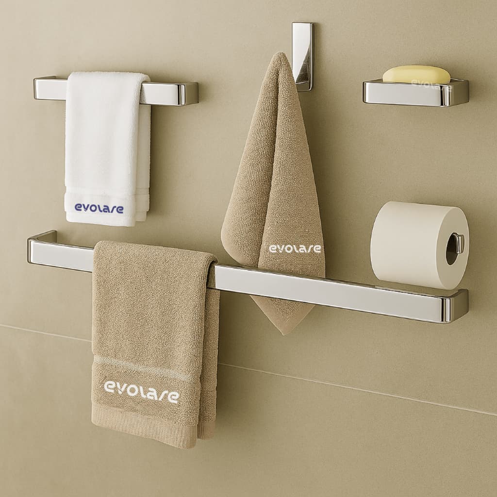 Kit Acessórios 5 Peças Super Luxo Cromado com Suporte para Sabonete