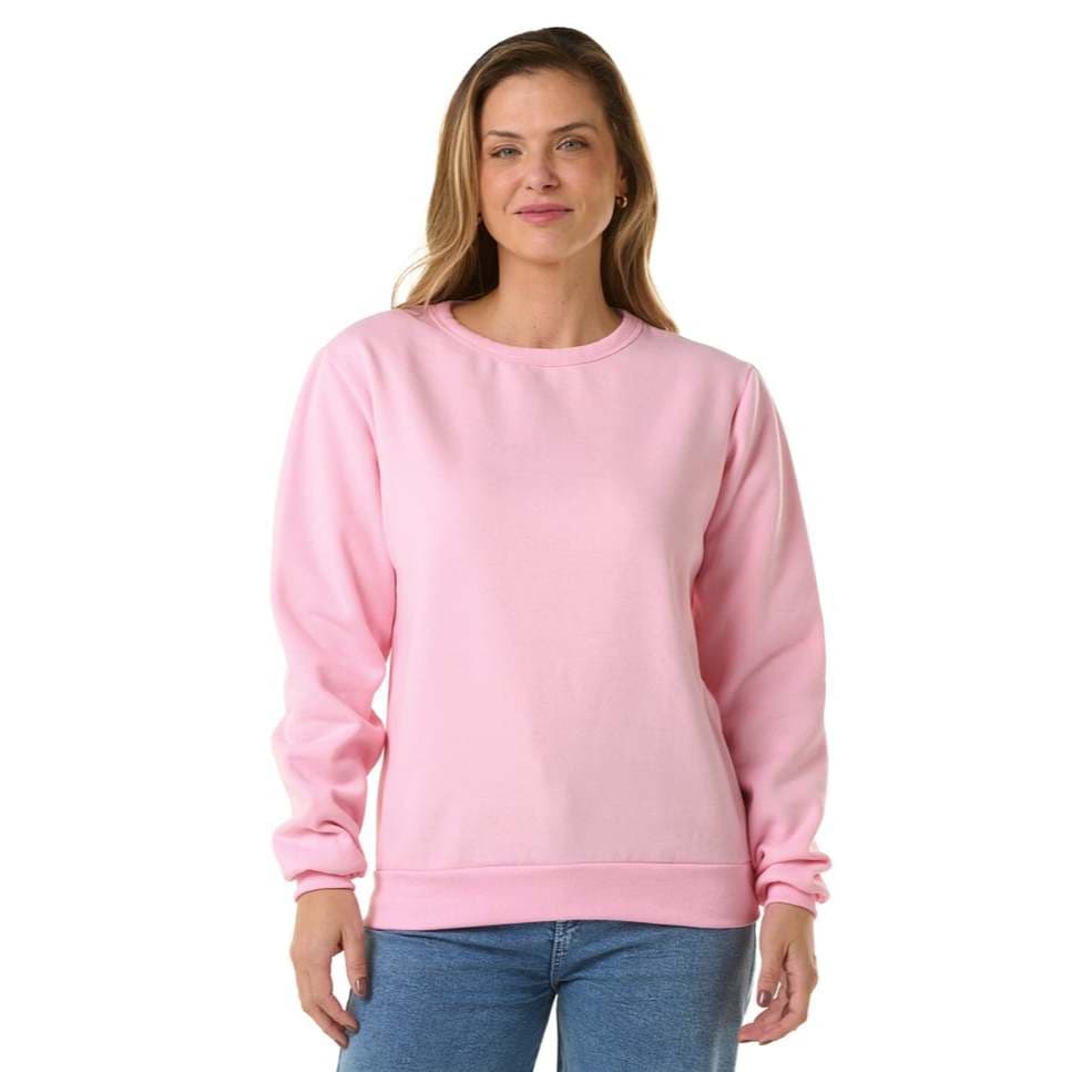 Moletom feminino sem capuz  blusão gola careca  blusa de frio gola redonda  moletom lisa sem capuz