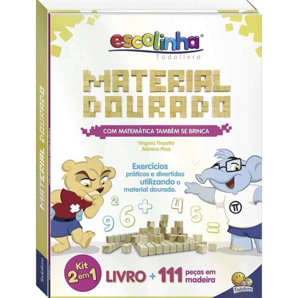 Material Dourado – Kit 2 em 1 (Livro + 111 Peças em Madeira) – Escolinha Todolivro