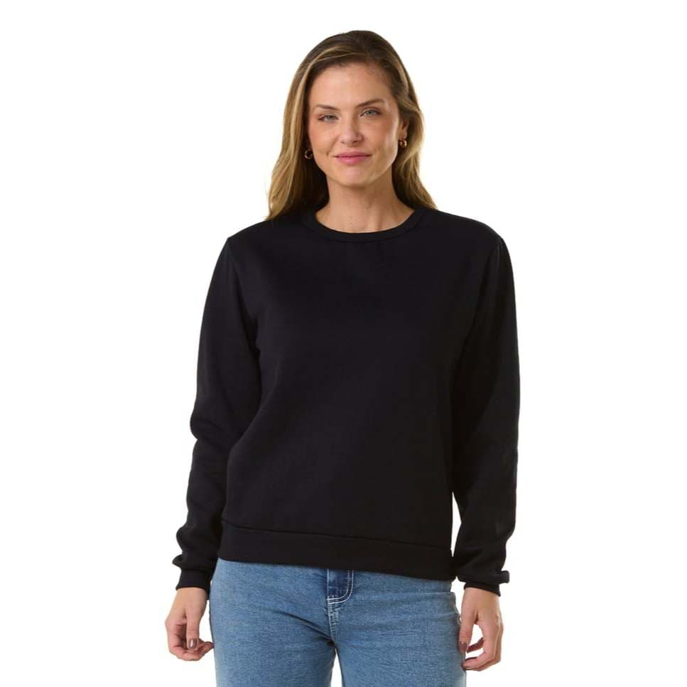 Moletom sem Capuz  blusa de frio gola careca blusão lisa com gola redonda moletom feminino basica