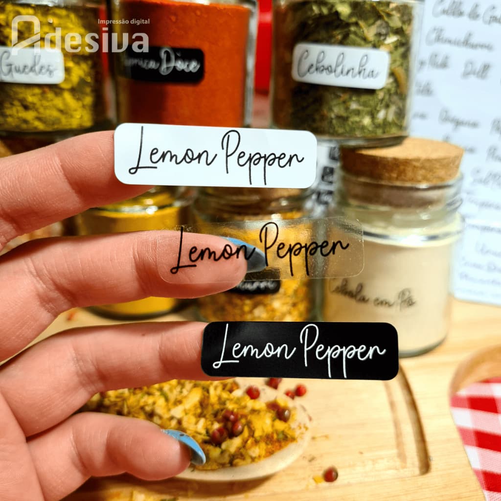 Etiquetas para Potes de Cozinha à Prova d’Água Kit 64 Etiquetas de Temperos E Condimentos