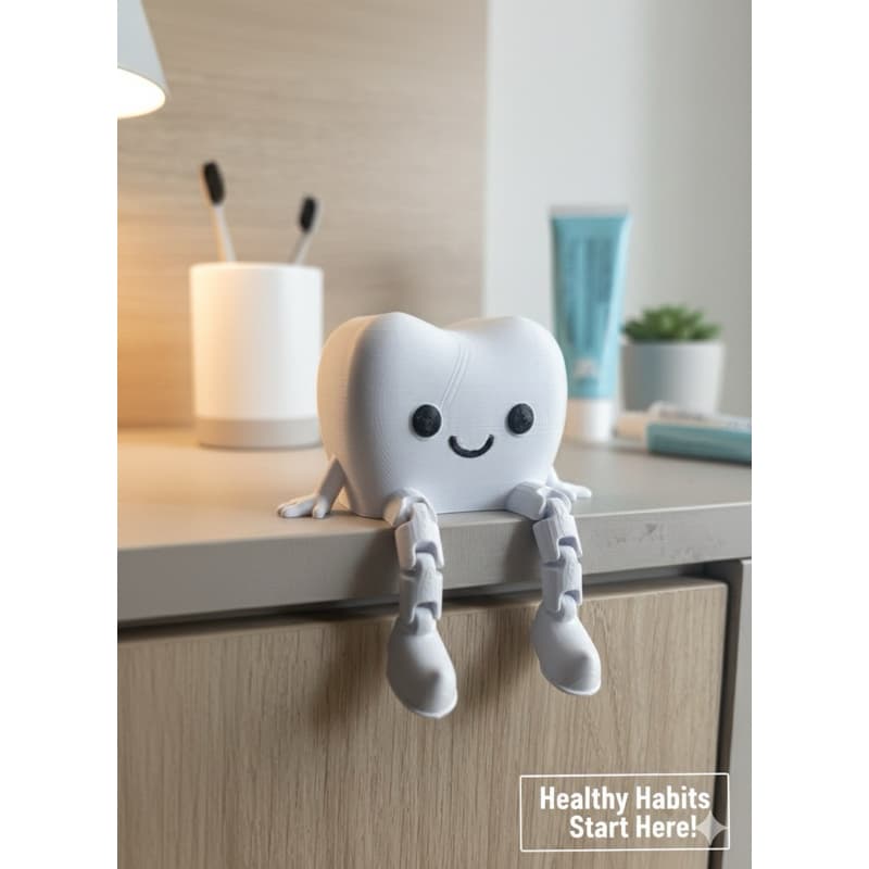 Boneco Dente Sorriso Articulado Decorativo Presente Criativo Dentista Estudantes de Odontologia Enfeite Consultório