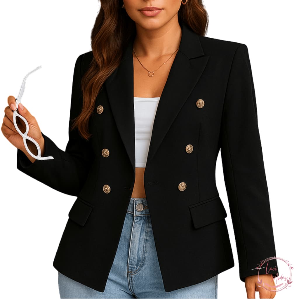 Blazer Social Feminino Casaco com Botões Acinturado Alfaiataria