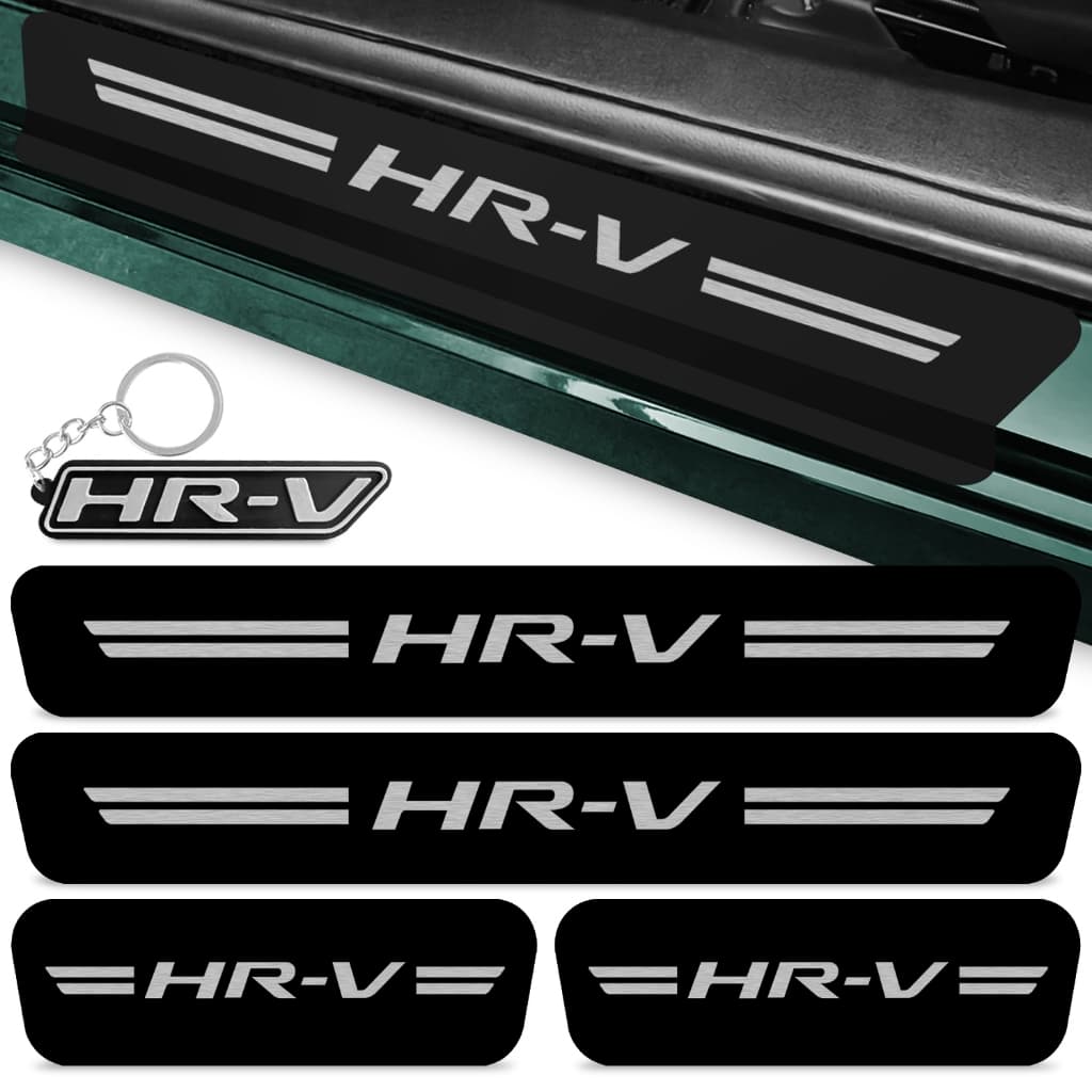 Kit 4 Peças Adesivo Soleira Porta Carro Compatível Hrv 2014 A 2021 Proteção  Fosco + Chaveiro
