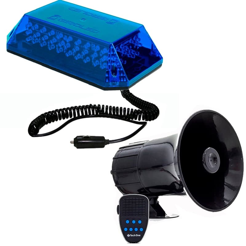 Giroflex Giroled Led Azul 12v Imã Sirene Alarme 6 Tons