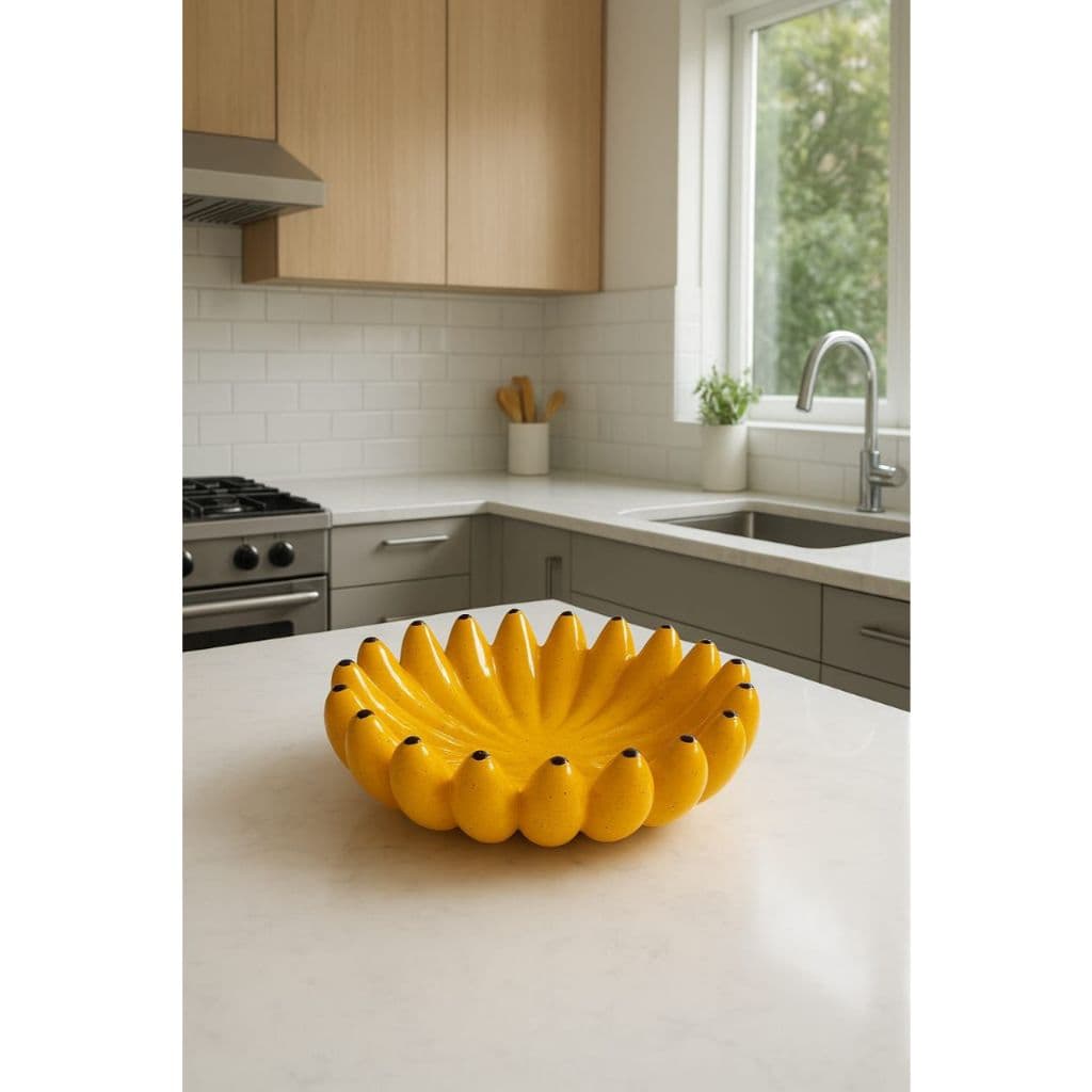 Fruteira Banana Decorativa em Cerâmica Grande Centro De Mesa