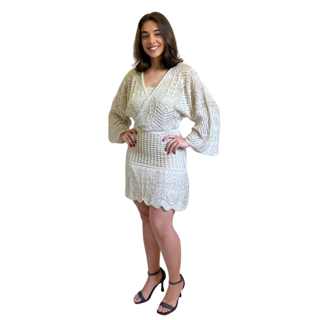 Vestido Curto Rendado Soltinho De Tricot Livora Verão