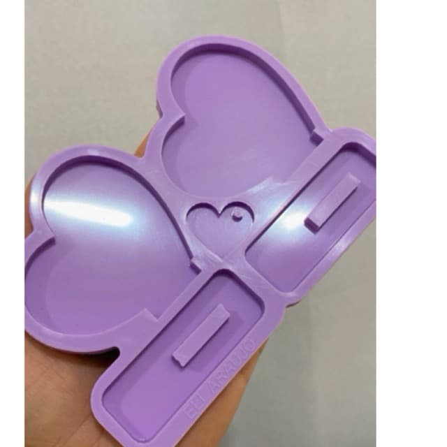 Molde de Silicone coração duplo com base