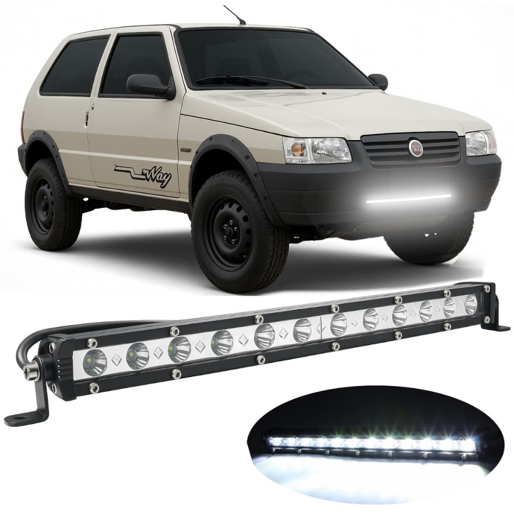 Barra de Led Enfeite Camionete Parachoque Farol Auxiliar Frente Caminhonete Strada Saveiro S10 Fiat Uno Hilux Ranger