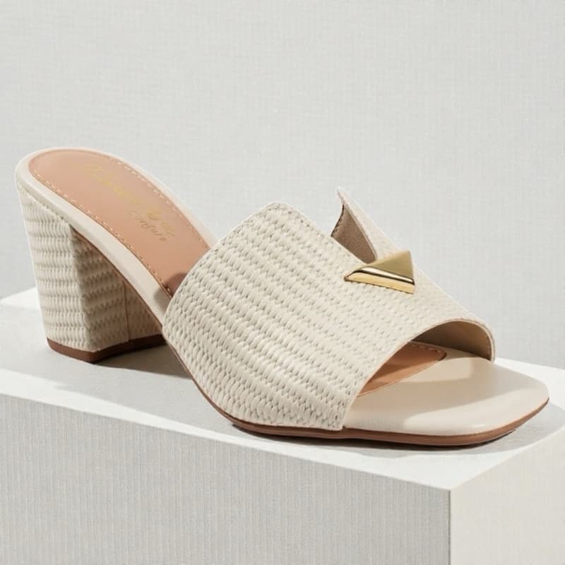 Tamanco feminino Sandália Mule Salto Bloco Tressê Premium - Conforto e Elegância