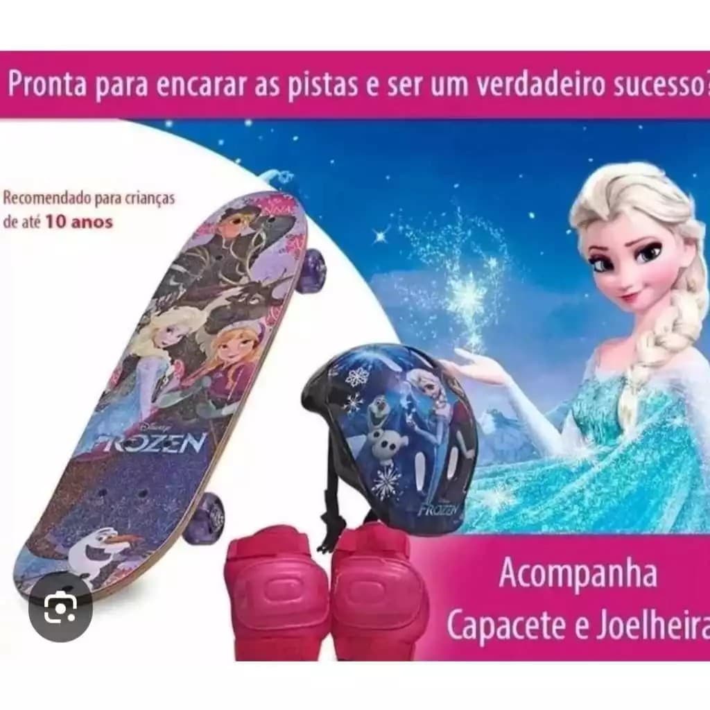 SKATE FROZEN + Kit Proteção Com Capacete e Joelheira com Rodas de Gel Com Led Prancha Com Lixa Antiderrapante