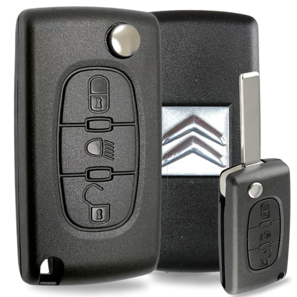 Carcaça Chave Canivete Citroen Farol C4 Pallas Picasso C3 Com Suporte Para Bateria