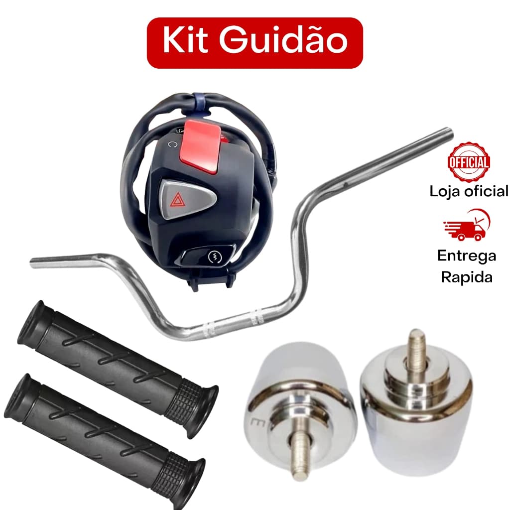 Guidão Cargo 160 Cromado Punho Partida Cb500 Par Peso PCX Manopla Vazada Titan Fan Start