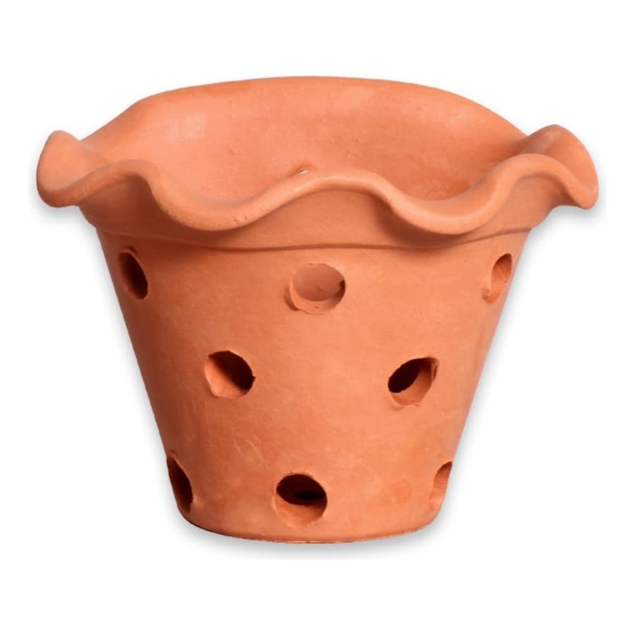 4 Vaso Barro Parede Suspenso Babado C/ Furo Orquídea Jardim Decoração