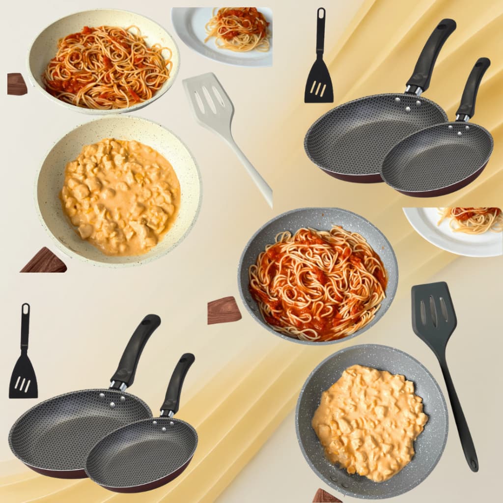 Kit 2 Frigideiras  Com Espátula Cerâmica Antiaderente Fogão Cooktop Indução Premium Profissional