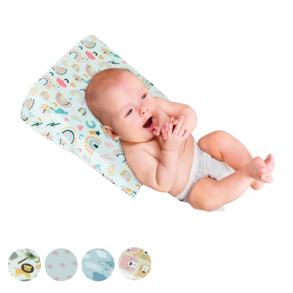 Travesseiro Anti Refluxo Para Carrinho Moises Antialérgico com Capa Lavável (Capa + Enchimento)