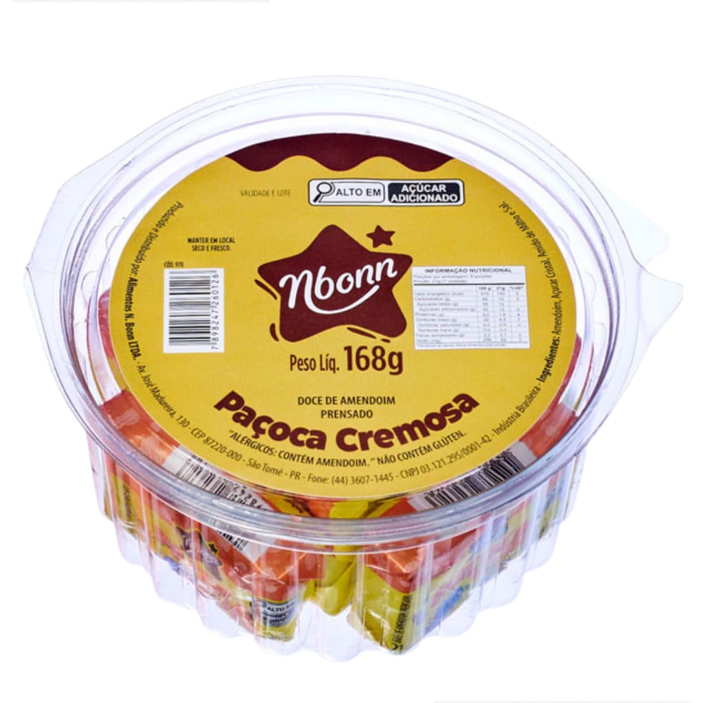 Paçoca Cremosa Pote C/ 8 Un 168g Doce Amendoim