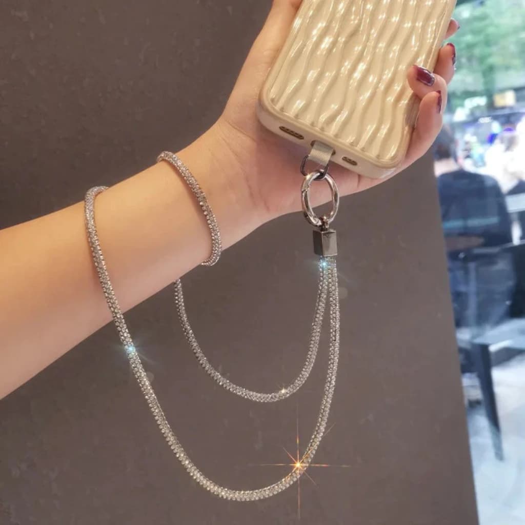 Cordão Antiperda Para Celular e Cordão De Strass Brilhante Pendurar No Cristal e Chaveiro Acessórios