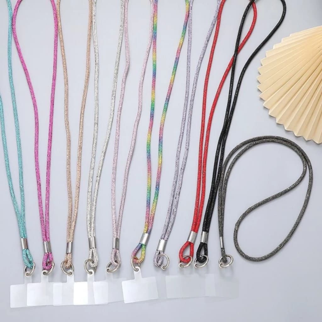 Cordão Antiperda Para Celular e Cordão De Strass Brilhante Pendurar No Cristal e Chaveiro Acessórios