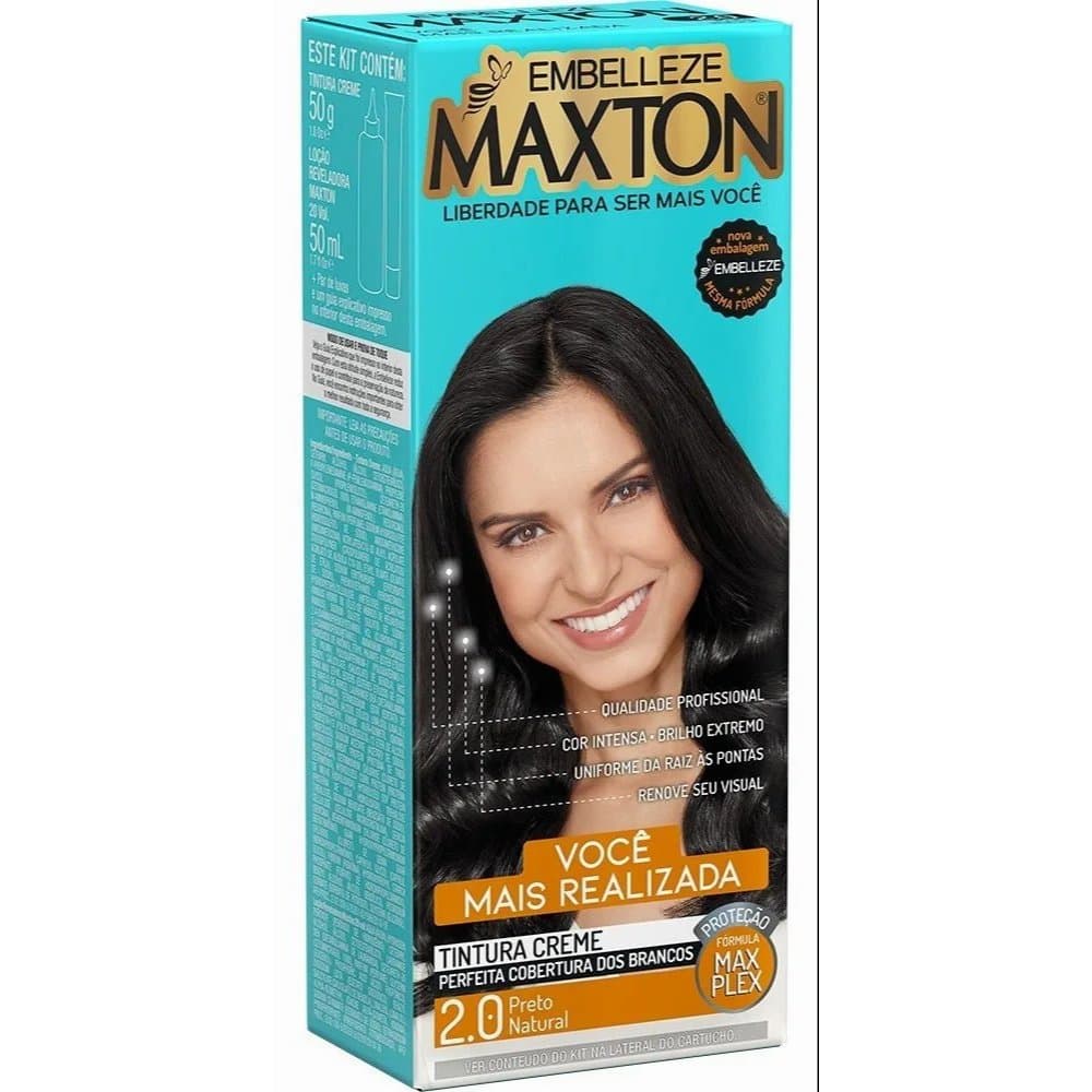 Tinte Maxton Tintura Creme Tom 2.0 Preto Natural 2.0 Preto Natural