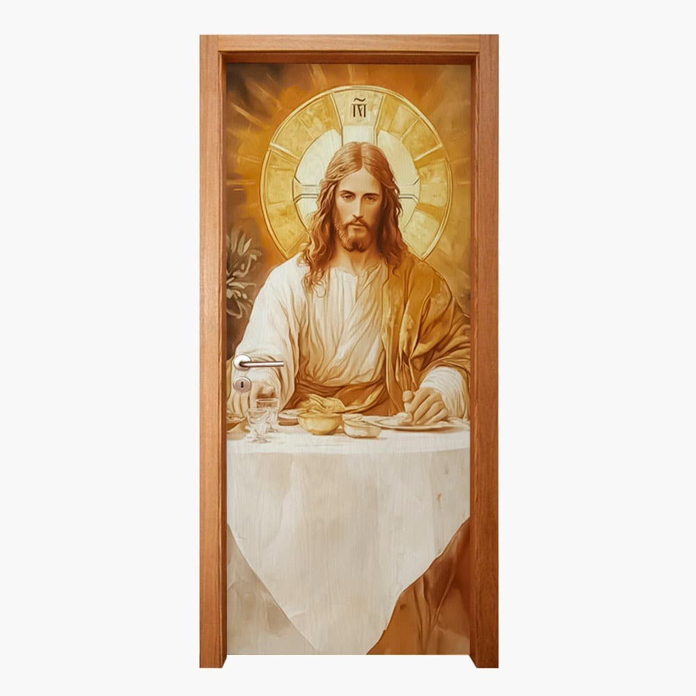 Capa de Porta Decoração Cristã  Arte Religiosa Inspirada em Cristo