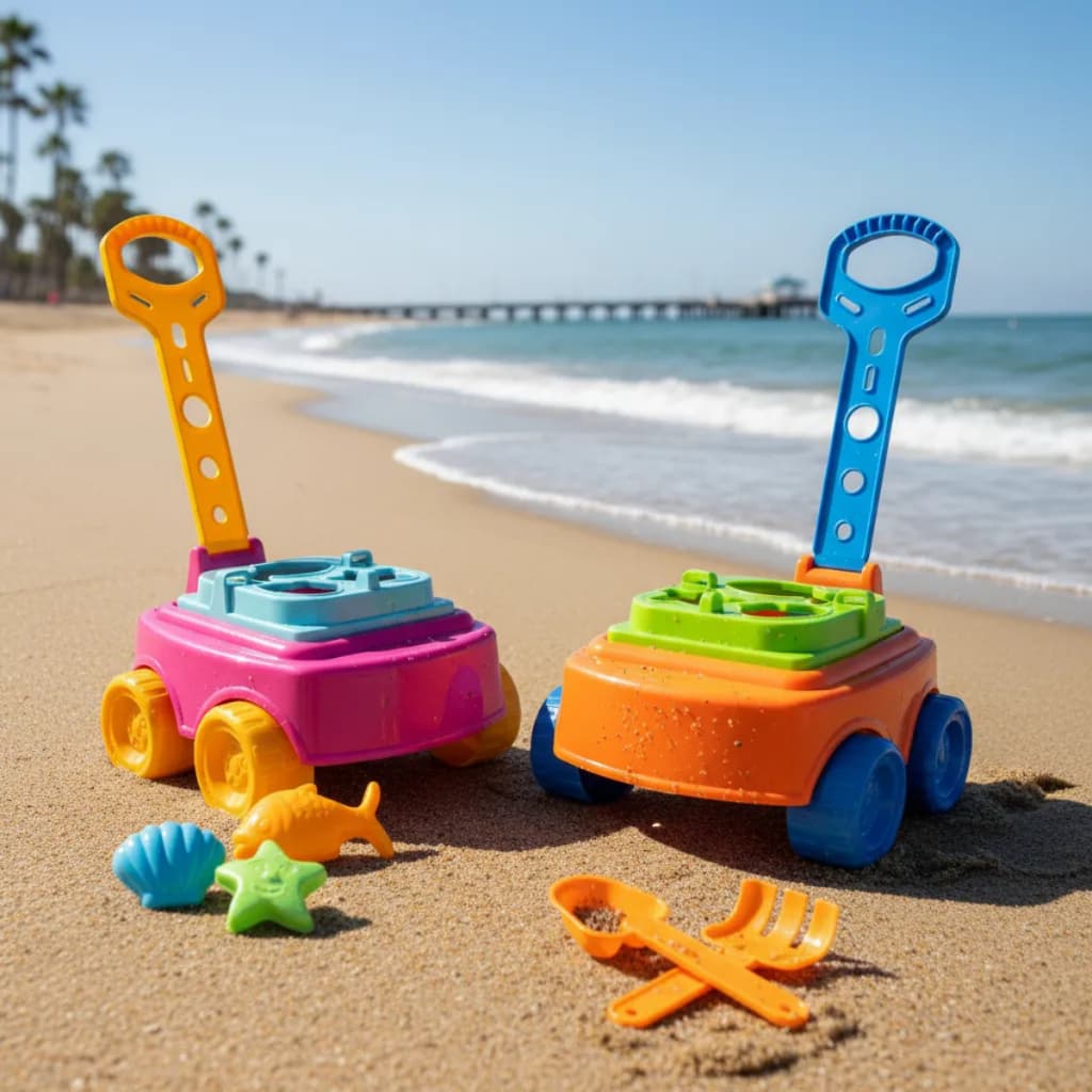 Topi Mileva  Carrinho com pá e rastelo Brinquedo Infantil Praia com Acessórios Cardoso Toys