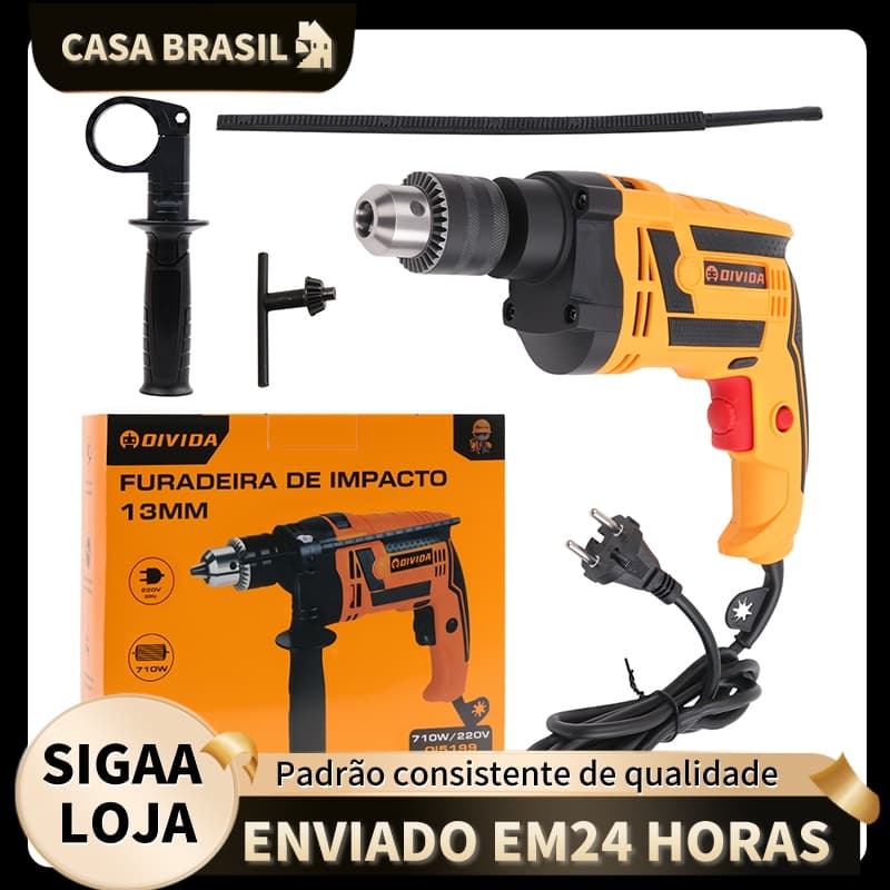 Furadeira de Impacto OIVIDA 13mm 710W/220V - Ferramentas Elétricas