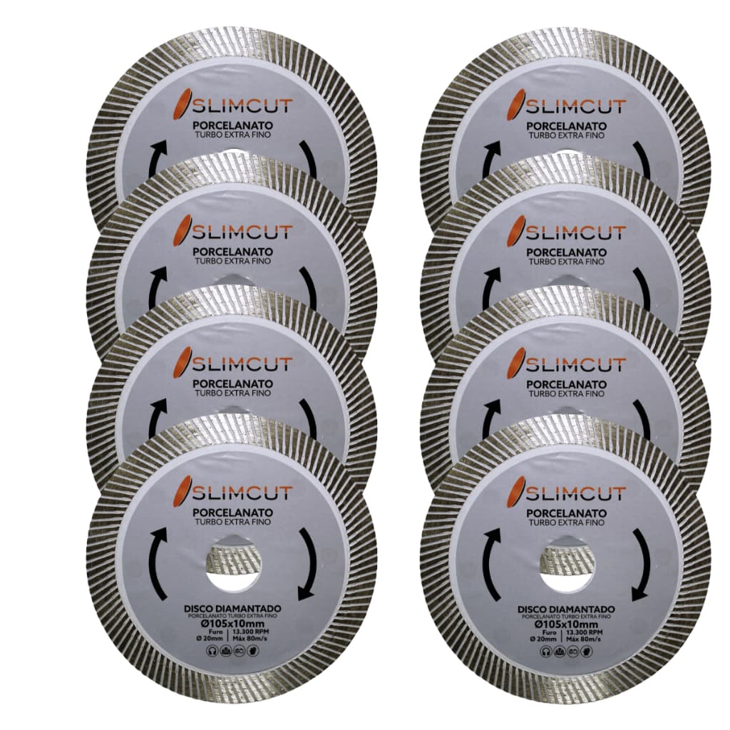 Kit 10 Discos Diamantado Porcelanato Extra Fino 105mm Turbo