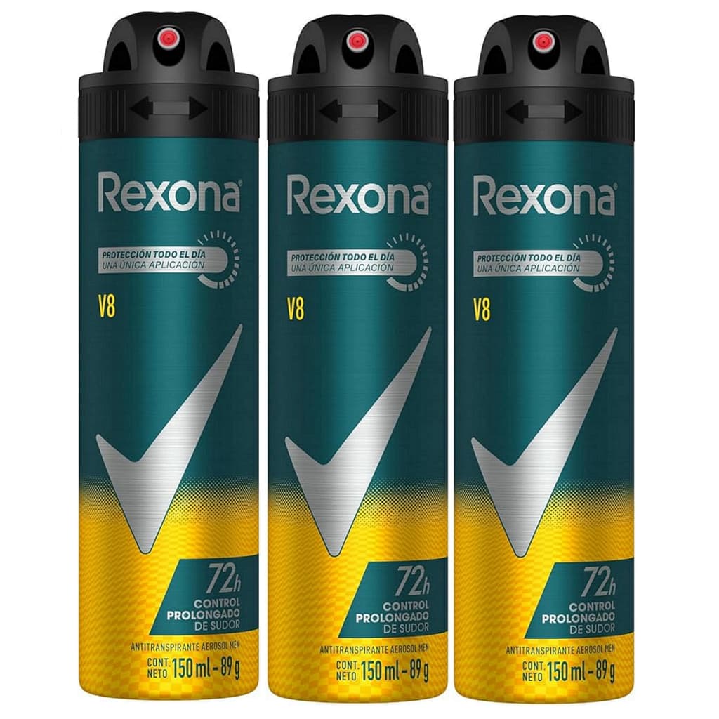 Kit 3 Desodorante Antitranspirante aerosol Rexona V8 Men 150ml