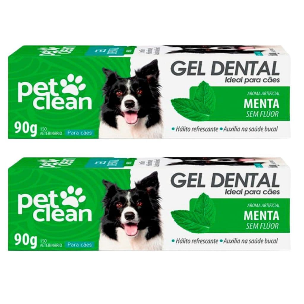 Kit 2 Pasta de Dente Cães e Gatos Pet Clean Gel Dental 90g - Menta
