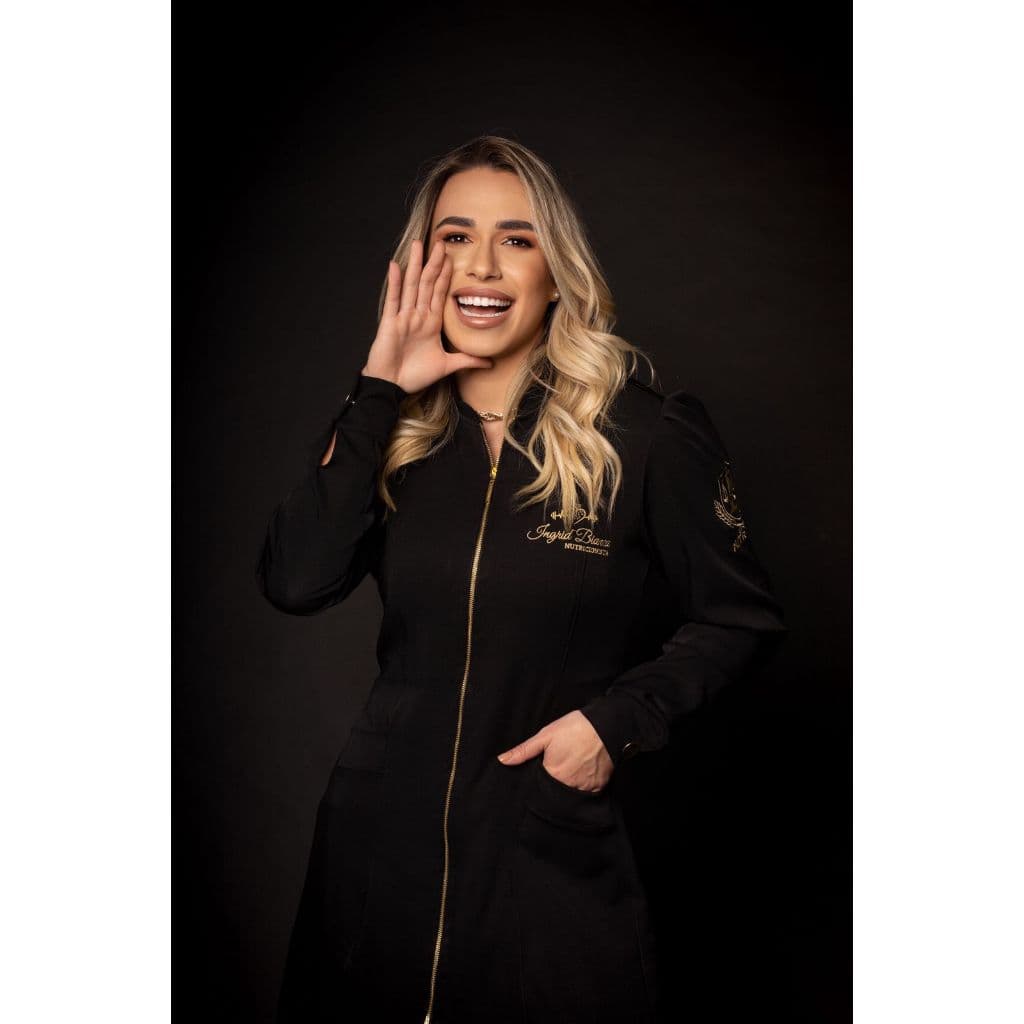 Jaleco feminino de zíper + duas faixas de cabelo - com sua logo