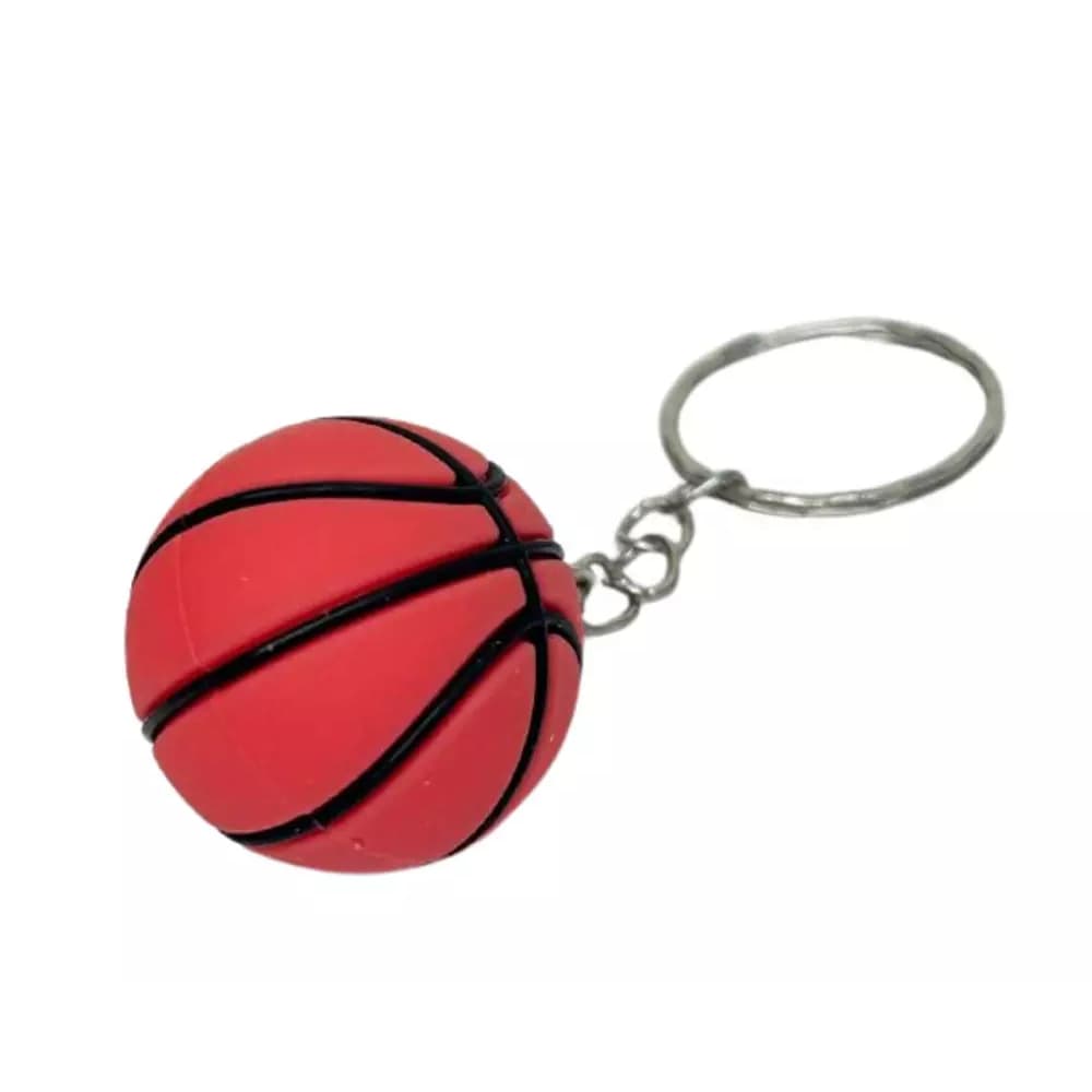 Chaveiro Bola de Basquete em Borracha Acessório Esportivo Criativo p/ Mochila e Chaves