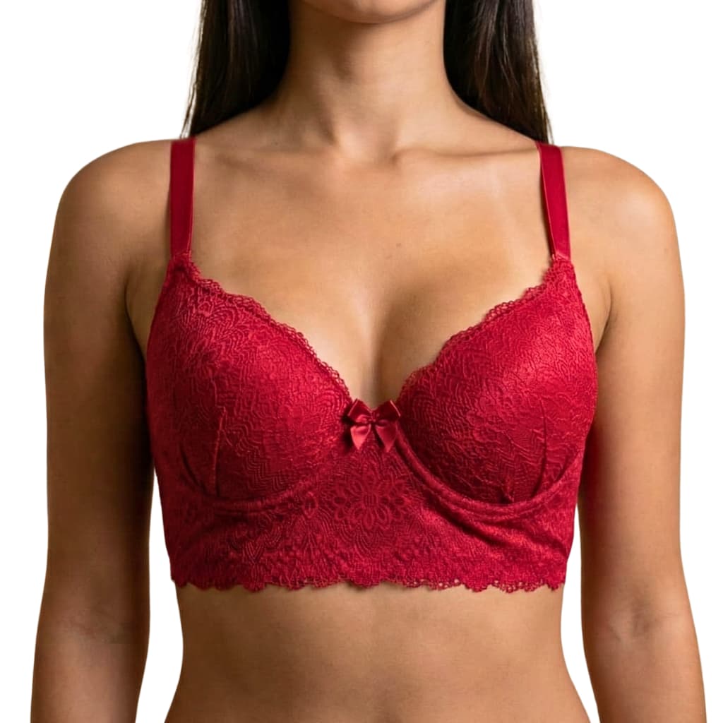 Sutia Com Bojo Top Bustier Sutiã Cropped Feminino Reforçado Levanta Seios Sutian de Renda Nacional
